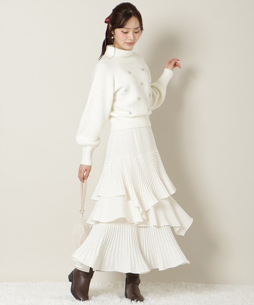 WILLSELECTION（ウィルセレクション）の「プリーツシフォンティアードスカート（スカート・レディース・ホワイト系その他/サックスブルー/ブラック系その他・FREE）」の6枚目の写真