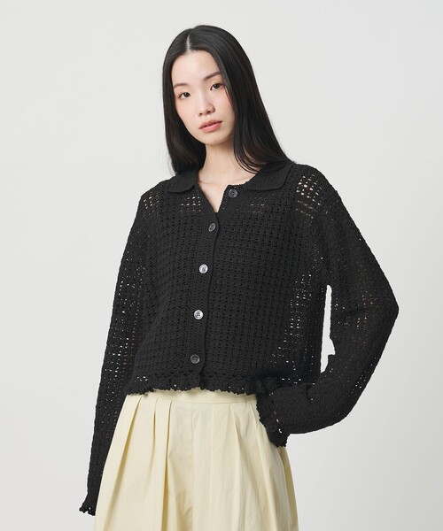 BEAUTY&YOUTH UNITED ARROWS(ビューティーアンドユースユナイテッドアローズ)の「コットン ハンドクロシェ ニットカーディガン(カーディガン/ボレロ・レディース・ベージュ/ブラック・FREE)」の2枚目の写真