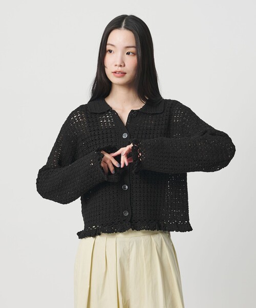 BEAUTY&YOUTH UNITED ARROWS(ビューティーアンドユースユナイテッドアローズ)の「コットン ハンドクロシェ ニットカーディガン(カーディガン/ボレロ・レディース・ベージュ/ブラック・FREE)」の3枚目の写真