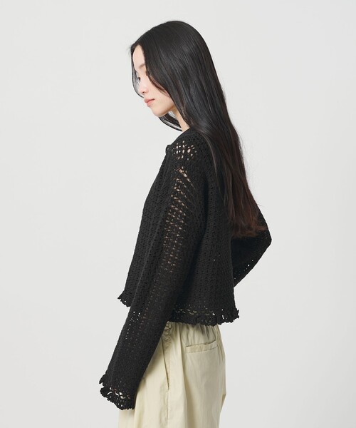 BEAUTY&YOUTH UNITED ARROWS(ビューティーアンドユースユナイテッドアローズ)の「コットン ハンドクロシェ ニットカーディガン(カーディガン/ボレロ・レディース・ベージュ/ブラック・FREE)」の4枚目の写真