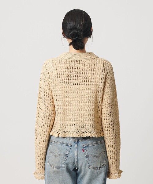 BEAUTY&YOUTH UNITED ARROWS(ビューティーアンドユースユナイテッドアローズ)の「コットン ハンドクロシェ ニットカーディガン(カーディガン/ボレロ・レディース・ベージュ/ブラック・FREE)」の11枚目の写真