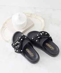 coca（ANDEX shoes product）（コカ）の「厚底 パールリボン ニットサンダル（サンダル）」