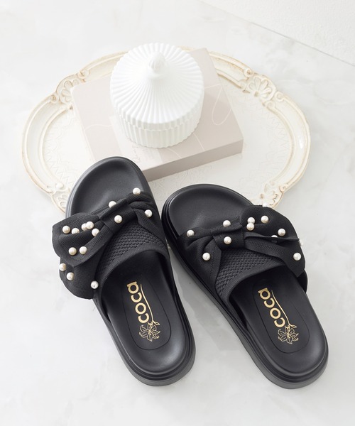 coca(ANDEX shoes product)(コカ)の「厚底 パールリボン ニットサンダル(サンダル・レディース・ベージュ/ブラック・SMALL/MEDIUM/LARGE)」の21枚目の写真