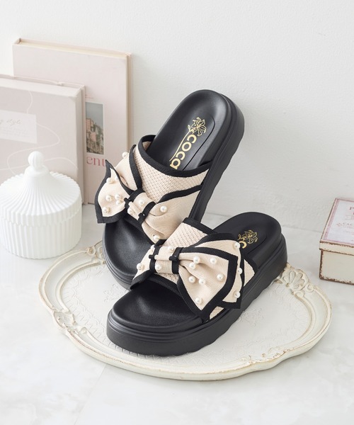 coca(ANDEX shoes product)(コカ)の「厚底 パールリボン ニットサンダル(サンダル・レディース・ベージュ/ブラック・SMALL/MEDIUM/LARGE)」の18枚目の写真