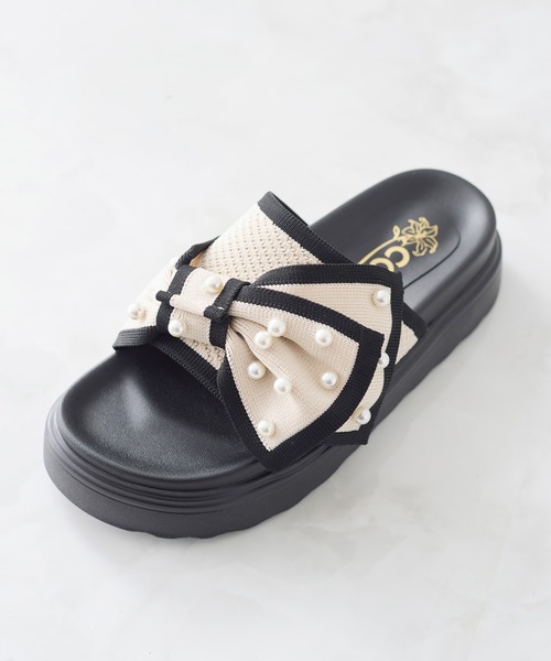 coca(ANDEX shoes product)(コカ)の「厚底 パールリボン ニットサンダル(サンダル・レディース・ベージュ/ブラック・SMALL/MEDIUM/LARGE)」の20枚目の写真