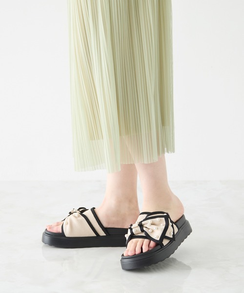 coca(ANDEX shoes product)(コカ)の「厚底 パールリボン ニットサンダル(サンダル・レディース・ベージュ/ブラック・SMALL/MEDIUM/LARGE)」の10枚目の写真