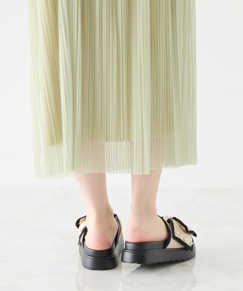 coca(ANDEX shoes product)(コカ)の「厚底 パールリボン ニットサンダル(サンダル・レディース・ベージュ/ブラック・SMALL/MEDIUM/LARGE)」の12枚目の写真