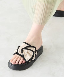 coca（ANDEX shoes product）（コカ）の「厚底 パールリボン ニットサンダル（サンダル）」