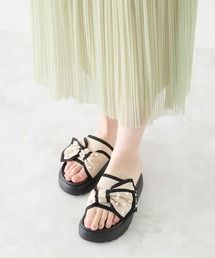coca（ANDEX shoes product）（コカ）の「厚底 パールリボン ニットサンダル（サンダル）」