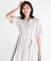 MK MICHEL KLEIN（エムケーミッシェルクラン）の「サッカーストライプ ウエストタックワンピース 洗える（ワンピース）」