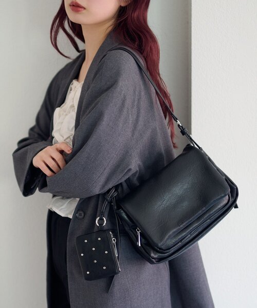 Kastane(カスタネ)の「スタッズポーチ&ワンショルバッグ(ショルダーバッグ・レディース・ブラウン/ブラック/ミント・FREE)」の5枚目の写真