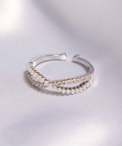 ALWAYS GOOD TIME（オルウェイズグッドタイム）の「ツイストパール＆ジルコンデザインオープンリング（リング・レディース・ゴールド/シルバー/ピンクゴールド・FREE）」の18枚目の写真