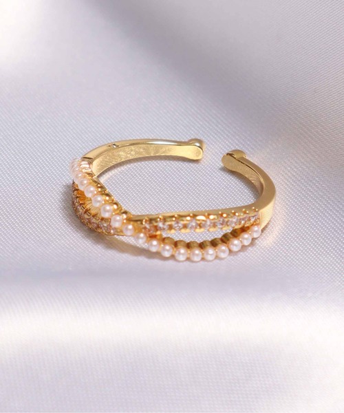 ALWAYS GOOD TIME（オルウェイズグッドタイム）の「ツイストパール＆ジルコンデザインオープンリング（リング・レディース・ゴールド/シルバー/ピンクゴールド・FREE）」の22枚目の写真