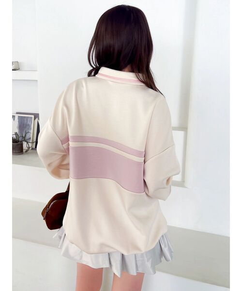 dazzlin(ダズリン)の「【≠ME 谷崎早耶コラボ】ポロライクラインミドルスウェット(スウェット・レディース・ネイビー/ピンク/ブルー・FREE)」の9枚目の写真