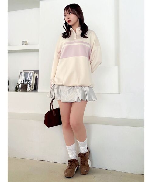 dazzlin(ダズリン)の「【≠ME 谷崎早耶コラボ】ポロライクラインミドルスウェット(スウェット・レディース・ネイビー/ピンク/ブルー・FREE)」の10枚目の写真