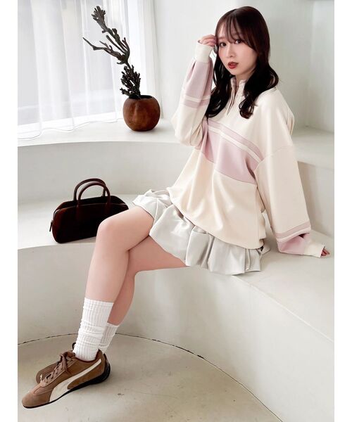 dazzlin(ダズリン)の「【≠ME 谷崎早耶コラボ】ポロライクラインミドルスウェット(スウェット・レディース・ネイビー/ピンク/ブルー・FREE)」の12枚目の写真