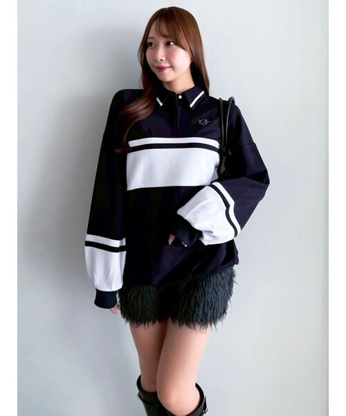 dazzlin(ダズリン)の「【≠ME 谷崎早耶コラボ】ポロライクラインミドルスウェット(スウェット・レディース・ネイビー/ピンク/ブルー・FREE)」の21枚目の写真