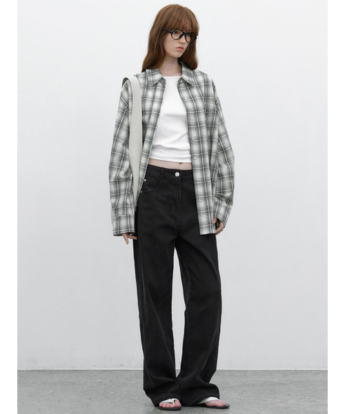 ATELIER NAIN(アトリエナイン)の「EMBO PLAID CHECK OVERSIZED SHIRT (BL-4385)(シャツ/ブラウス・レディース・ホワイト・FREE)」の3枚目の写真