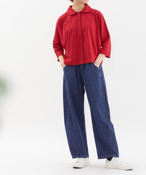 nop de nod(ノップドゥノッド)の「<サイズ展開あり>Pommeカーブデニムパンツ(デニムパンツ・レディース・ブラック/ブルー系その他/インディゴブルー/ピンク・3/2)」の6枚目の写真