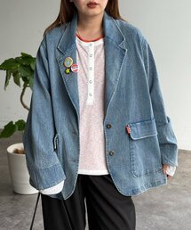 CPCM | 缶バッジ付きデニムテーラードジャケット(テーラードジャケット)