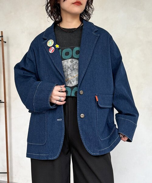 CPCM（シーピーシーエム）の「缶バッジ付きデニムテーラードジャケット（テーラードジャケット・レディース・ブルー/ネイビー/ブラック・FREE）」の18枚目の写真
