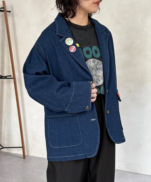 CPCM（シーピーシーエム）の「缶バッジ付きデニムテーラードジャケット（テーラードジャケット・レディース・ブルー/ネイビー/ブラック・FREE）」の21枚目の写真