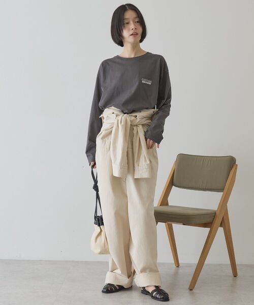 AMERICAN HOLIC(アメリカンホリック)の「NURTURING 刺繍ロゴロンT(Tシャツ/カットソー・レディース・アイボリー/チャコールグレー/オフホワイト・M/L)」の9枚目の写真