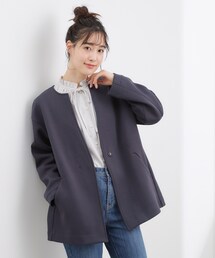 grove（グローブ）の「しなやかな着心地で動きやすい、ダンボールジャージノーカラーコート（ノーカラーコート）」