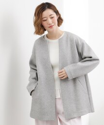 grove（グローブ）の「しなやかな着心地で動きやすい、ダンボールジャージノーカラーコート（ノーカラーコート）」