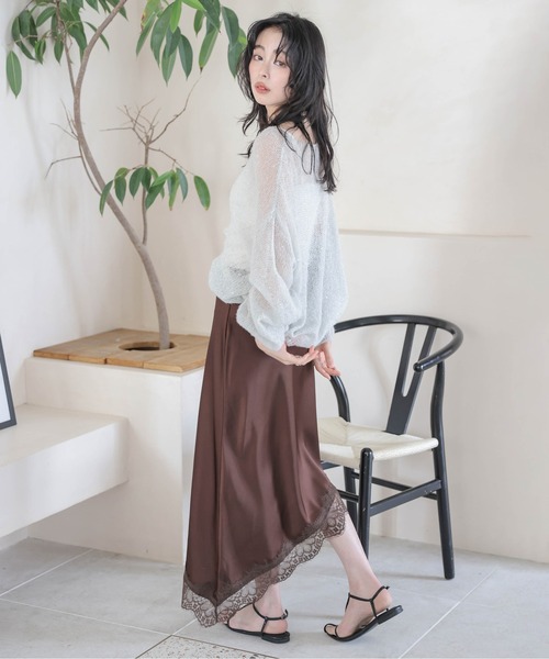 AMELY(エミリー)の「アシンメトリーレースヘムスカート(スカート・レディース・ブラック/ブラウン/ホワイト・フリー)」の10枚目の写真