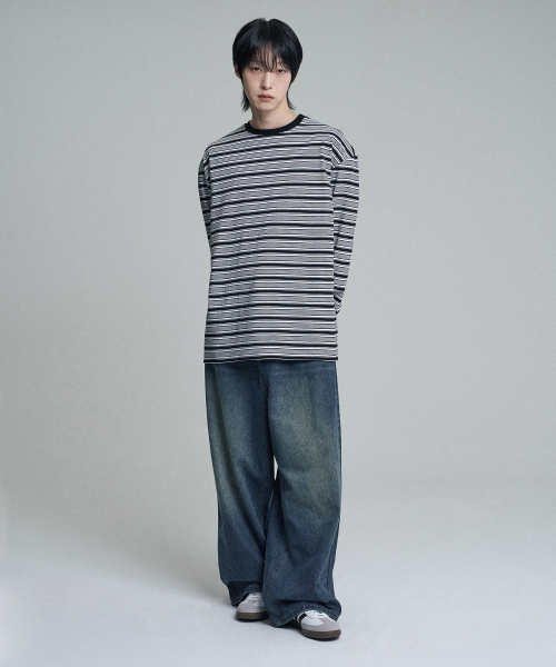 MOOVN(ムブン)の「マルチストライプロングスリーブTシャツブラック(Tシャツ/カットソー・メンズ・その他・SMALL/MEDIUM/LARGE)」の2枚目の写真