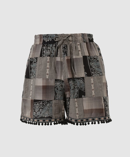 SUGARHILL(シュガーヒル)の「PATCH-WORK TYROL SHORTS(その他パンツ・メンズ・レッド/ブラック・2)」の1枚目の写真