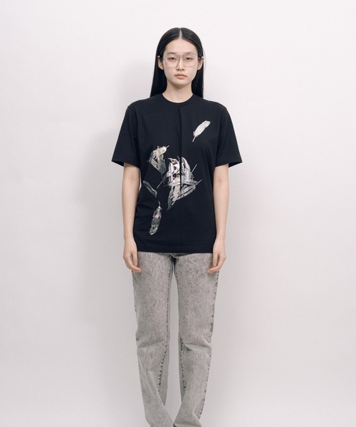 KEISUKEYOSHIDA(ケイスケヨシダ)の「Back Lining T-shirt(Tシャツ/カットソー・レディース・ブラック/ホワイト・M/L)」の2枚目の写真