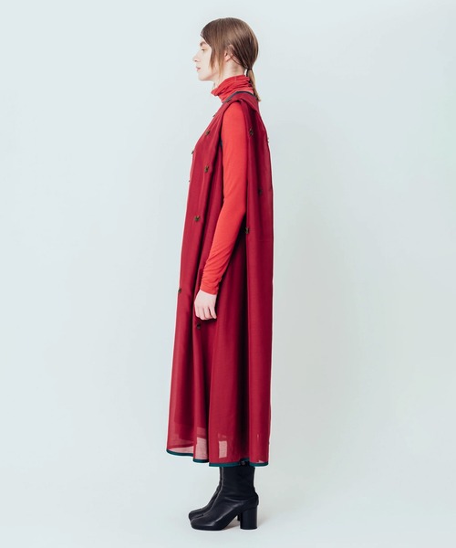 Canaco_(カナコ)の「canaco_: Isokichi Asakura × canaco_ EMBROIDERED NO SLEEVE DRESS(ドレス・レディース・ブラック/ボルドー・2)」の5枚目の写真