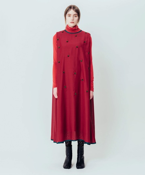 Canaco_(カナコ)の「canaco_: Isokichi Asakura × canaco_ EMBROIDERED NO SLEEVE DRESS(ドレス・レディース・ブラック/ボルドー・2)」の4枚目の写真