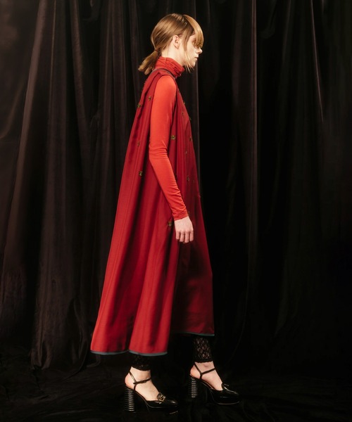 Canaco_(カナコ)の「canaco_: Isokichi Asakura × canaco_ EMBROIDERED NO SLEEVE DRESS(ドレス・レディース・ブラック/ボルドー・2)」の3枚目の写真