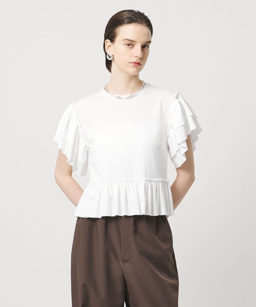 ASTRAET（アストラット）の「＜ASTRAET＞フリル ショートスリーブカットソー（Tシャツ/カットソー・レディース・ホワイト/ブラック・FREE）」の3枚目の写真