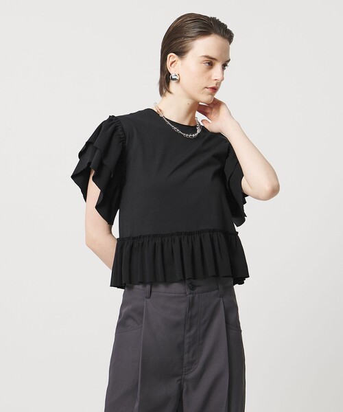 ASTRAET（アストラット）の「＜ASTRAET＞フリル ショートスリーブカットソー（Tシャツ/カットソー・レディース・ホワイト/ブラック・FREE）」の8枚目の写真