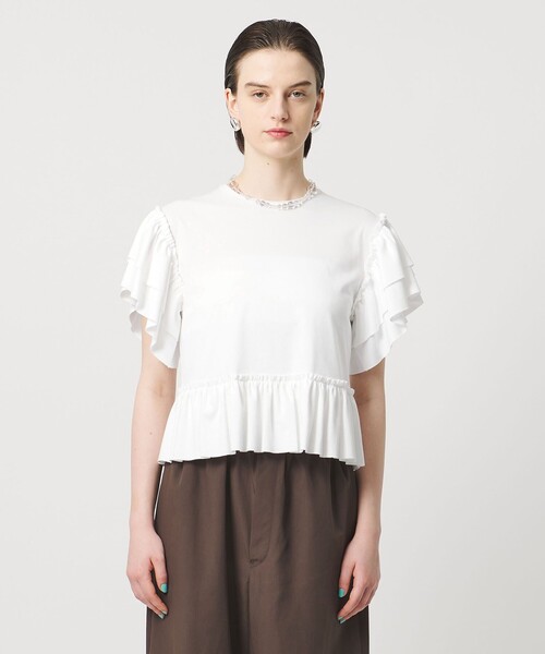 ASTRAET（アストラット）の「＜ASTRAET＞フリル ショートスリーブカットソー（Tシャツ/カットソー・レディース・ホワイト/ブラック・FREE）」の9枚目の写真