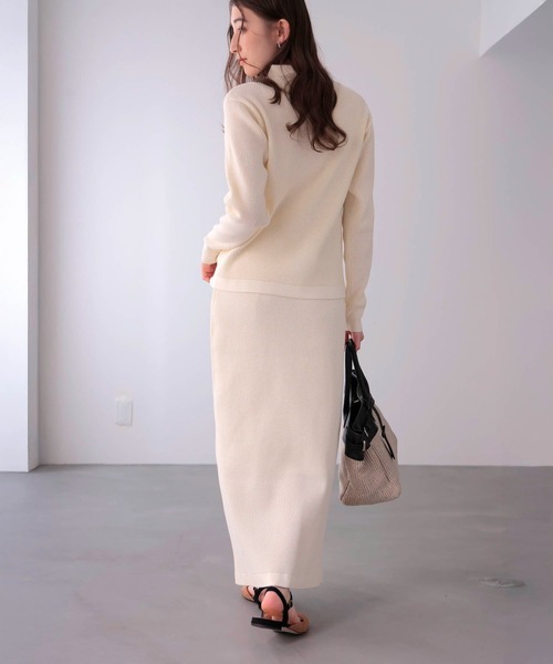 Jines（ジネス）の「ワッフル編みロングスカート（スカート・レディース・ブラウン/ブルー/アイボリー/ネイビー・38）」の19枚目の写真