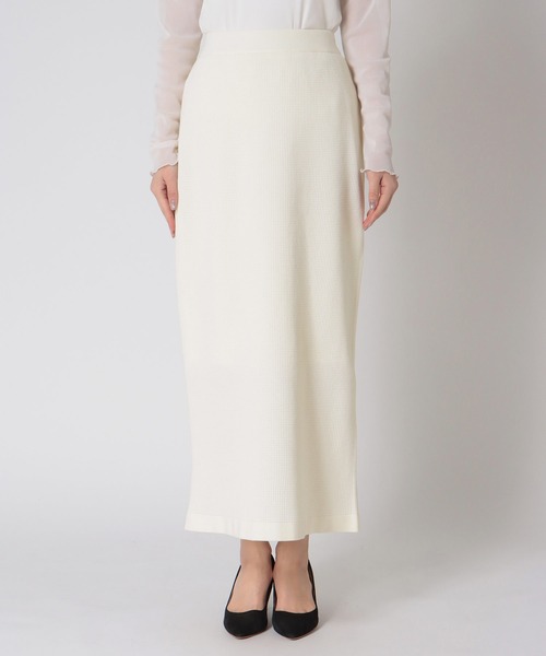 Jines（ジネス）の「ワッフル編みロングスカート（スカート・レディース・ブラウン/ブルー/アイボリー/ネイビー・38）」の18枚目の写真