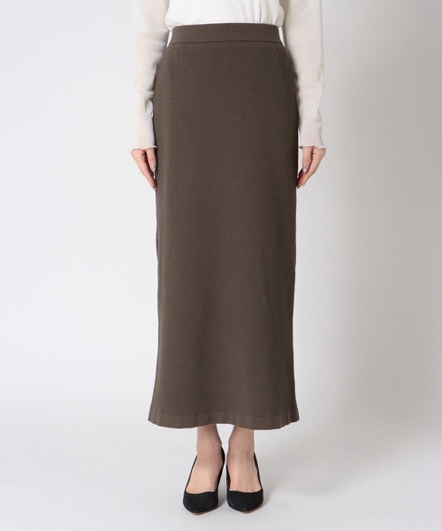 Jines（ジネス）の「ワッフル編みロングスカート（スカート・レディース・ブラウン/ブルー/アイボリー/ネイビー・38）」の16枚目の写真