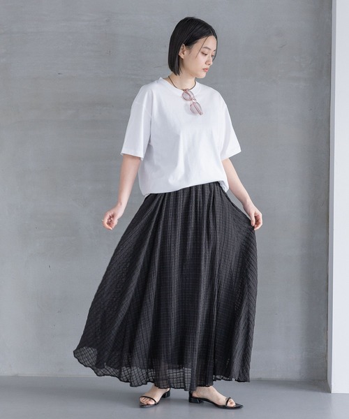 A part by（アパートバイ）の「【Sサイズ展開】シアーチェックフレアースカート（スカート・レディース・オフホワイト/ブラック/ネイビー・MEDIUM/SMALL）」の12枚目の写真