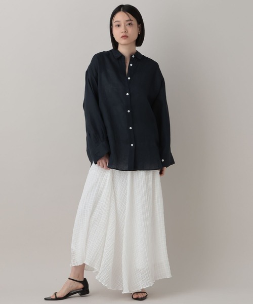 A part by（アパートバイ）の「【Sサイズ展開】シアーチェックフレアースカート（スカート・レディース・オフホワイト/ブラック/ネイビー・MEDIUM/SMALL）」の6枚目の写真