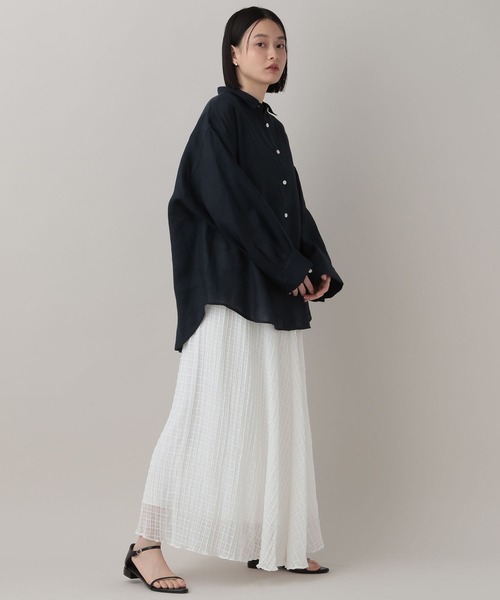 A part by（アパートバイ）の「【Sサイズ展開】シアーチェックフレアースカート（スカート・レディース・オフホワイト/ブラック/ネイビー・MEDIUM/SMALL）」の7枚目の写真