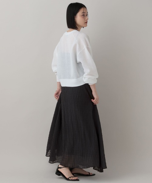 A part by（アパートバイ）の「【Sサイズ展開】シアーチェックフレアースカート（スカート・レディース・オフホワイト/ブラック/ネイビー・MEDIUM/SMALL）」の16枚目の写真