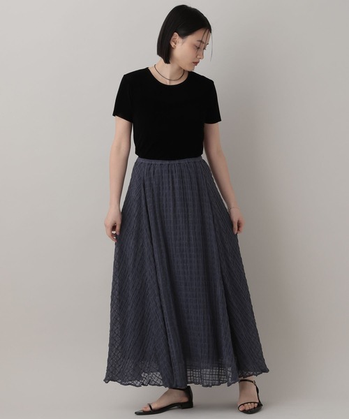 A part by（アパートバイ）の「【Sサイズ展開】シアーチェックフレアースカート（スカート・レディース・オフホワイト/ブラック/ネイビー・MEDIUM/SMALL）」の20枚目の写真