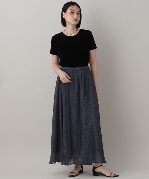 A part by（アパートバイ）の「【Sサイズ展開】シアーチェックフレアースカート（スカート・レディース・オフホワイト/ブラック/ネイビー・MEDIUM/SMALL）」の21枚目の写真