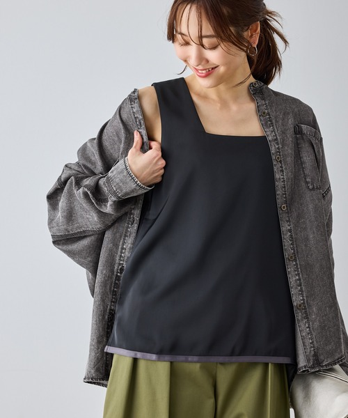 ROPE' PICNIC（ロペピクニック）の「【emur/エミュール】パウダーシルクデニムドルマンブラウス/セットアップ（シャツ/ブラウス・レディース・サックスブルー/スミクロ/ネイビー・FREE）」の9枚目の写真