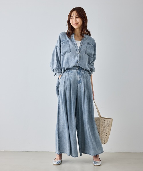 ROPE' PICNIC（ロペピクニック）の「【emur/エミュール】パウダーシルクデニムドルマンブラウス/セットアップ（シャツ/ブラウス・レディース・サックスブルー/スミクロ/ネイビー・FREE）」の20枚目の写真